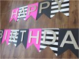 Black and White Striped Happy Birthday Banner Kate Spade Party theme Happy Birthday Banner Pink Gold