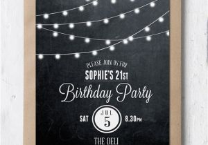 Black Light Birthday Party Invitations Birthday Invitation 21st Birthday Invite Black and White