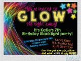 Black Light Birthday Party Invitations Glow In the Dark Black Light Birthday Party Invitation Digital
