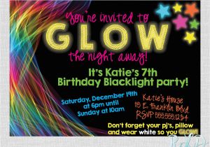 Black Light Birthday Party Invitations Glow In the Dark Black Light Birthday Party Invitation Digital