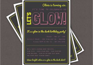 Black Light Birthday Party Invitations Glow In the Dark theme Birthday Party Invitation Custom