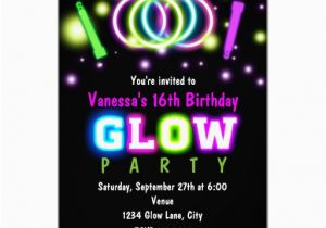 Black Light Birthday Party Invitations Glow Party Birthday Neon Black Light Invitation Zazzle