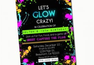 Black Light Birthday Party Invitations Glow Party Invitation Black Light Party or Neon Birthday