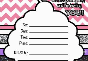 Blank Birthday Invitations to Print A Cupcake Birthday Party