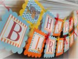 Blue and orange Happy Birthday Banner Disney Lion Guard Happy Birthday Banner orange Stripes