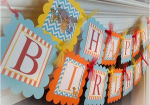 Blue and orange Happy Birthday Banner Disney Lion Guard Happy Birthday Banner orange Stripes