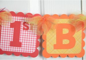 Blue and orange Happy Birthday Banner Happy 1st Birthday Banner Birthday Party Raimbow theme