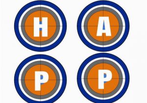 Blue and orange Happy Birthday Banner Nerf Happy Birthday Banner