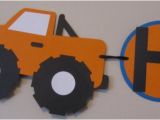 Blue and orange Happy Birthday Banner orange and Blue Monster Truck Happy Birthday Banner by