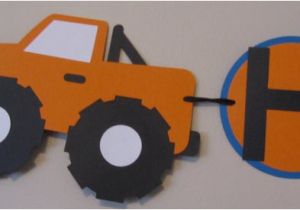 Blue and orange Happy Birthday Banner orange and Blue Monster Truck Happy Birthday Banner by