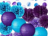 Blue and Purple Birthday Decorations Party Decoration Kit Purple Blue Tissue Paper Pom Poms