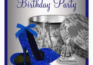 Blue and Silver Birthday Decorations Personalized Womans Royal Blue 60th Birthday Invitations