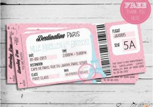 Boarding Pass Birthday Invitation Template Free Boarding Pass Ticket to Paris Birthday Invitation by