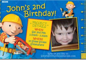 Bob the Builder Birthday Invitations Se346 themed Birthday Boy Bob the Builder Boys