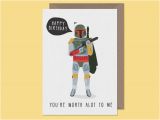 Boba Fett Birthday Card Star Wars Birthday Card Boba Fett Cult Hero by Studioboketto