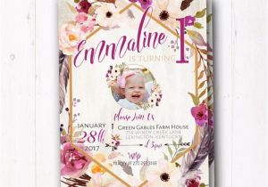 Boho Chic Birthday Invitations Boho Chic Birthday Invitation Bohemian Baby Girl Boho Wild