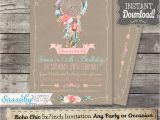 Boho Chic Birthday Invitations Boho Chic Party Invitation