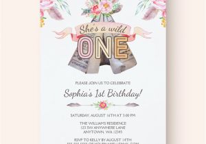 Boho Chic Birthday Invitations Boho Chic Tribal Teepee Girl Birthday Invitations Print