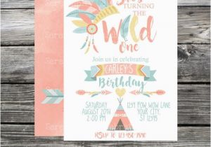 Boho Chic Birthday Invitations Wild One Birthday Invitation Tribal Invite Boho Chic