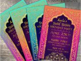 Bollywood Birthday Invitations Arabian Nights Bollywood theme Birthday Invitation Card