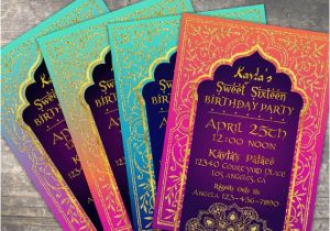 Bollywood Birthday Invitations Arabian Nights Bollywood theme Birthday Invitation Card