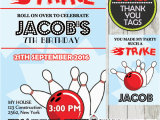 Bowling Alley Birthday Party Invitations Red Blue Bowling Birthday Party Invitation Personalized