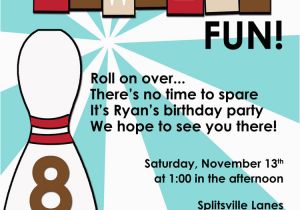 Bowling Birthday Party Invitation Wording Retro Bowling Fun Birthday Invitation Blue Brown Printable