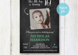 Boy 16th Birthday Invitations Sweet 16th Birthday Invitation for Boys Personalized