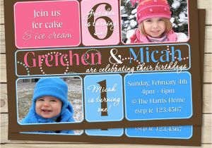 Boy and Girl Joint Birthday Invitations Boy and Girl Joint Birthday Invitation Boy and Girl Double