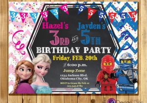 Boy and Girl Joint Birthday Invitations Frozen and Ninja Joint Birthday Party Invitations Ninjas