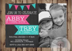 Boy and Girl Joint Birthday Invitations Joint Birthday Party Invitation Twin Birthday Invitation Boy