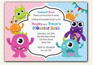 Boy and Girl Joint Birthday Invitations Monster Birthday Invitation Printable Diy Party for Boys