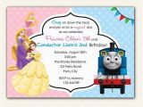Boy and Girl Joint Birthday Invitations Thomas Train and Disney Princess Birthday Invitation
