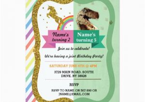 Boy and Girl Joint Birthday Invitations Unicorn Dinosaur Joint Boy Girl Birthday Invites