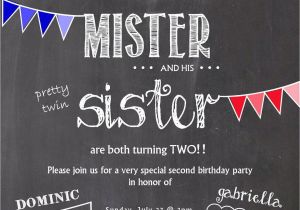 Boy Girl Twin Birthday Invitations Twin Birthday Invitation Two Years Old Boy Girl Twins