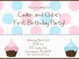 Boy Girl Twin Birthday Invitations Twin First Birthday Cupcake Birthday Party Invitation