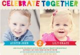 Boy Girl Twin Birthday Invitations Twins Bday Invites Tiny Prints Mixed Gender Celebrate