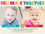 Boy Girl Twin Birthday Invitations Twins Bday Invites Tiny Prints Mixed Gender Celebrate