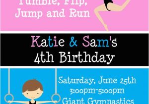 Boy Gymnastics Birthday Party Invitations 1000 Images About Boy Girl Twin Party Ideas On Pinterest