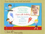 Boy Gymnastics Birthday Party Invitations Boy Gymnastics Birthday Invitation Free Thank You Card