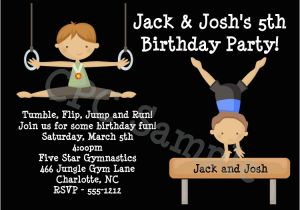 Boy Gymnastics Birthday Party Invitations Boys Gymnastics Birthday Party Invitations