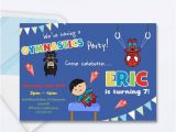 Boy Gymnastics Birthday Party Invitations Boys Gymnastics Party Invitation Superhero Gymnastics