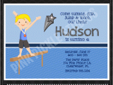 Boy Gymnastics Birthday Party Invitations Boys Gymnastics Personalized Party Invitation