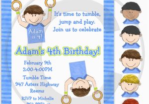 Boy Gymnastics Birthday Party Invitations Gymnastic Birthday Party Invitations