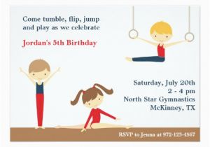 Boy Gymnastics Birthday Party Invitations Gymnastics Boy and Girl Birthday Party Invitation Zazzle