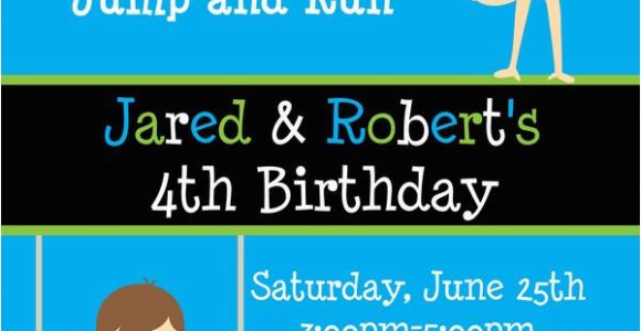 Boy Gymnastics Birthday Party Invitations Printable Birthday Invitations Twins Party Gymnastics themed
