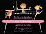 Boy Gymnastics Birthday Party Invitations Triplets Siblings Boy Girl Gymnastics Birthday Invitations