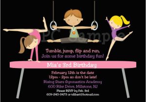 Boy Gymnastics Birthday Party Invitations Triplets Siblings Boy Girl Gymnastics Birthday Invitations