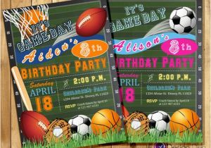 Boy Sports Birthday Invitations All Star Invitation Sports theme Boys or Girls Sports