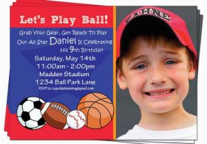 Boy Sports Birthday Invitations Boy Birthday Invitation Sports Football Baseball by